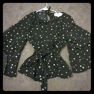 Black and white star blouse